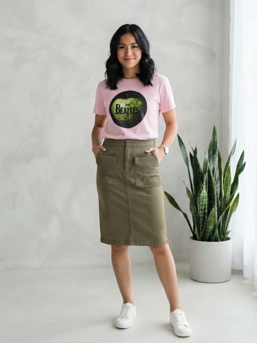 J.O.A. Los Angeles Khaki Pencil Skirt Size Small